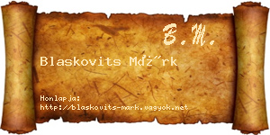 Blaskovits Márk névjegykártya